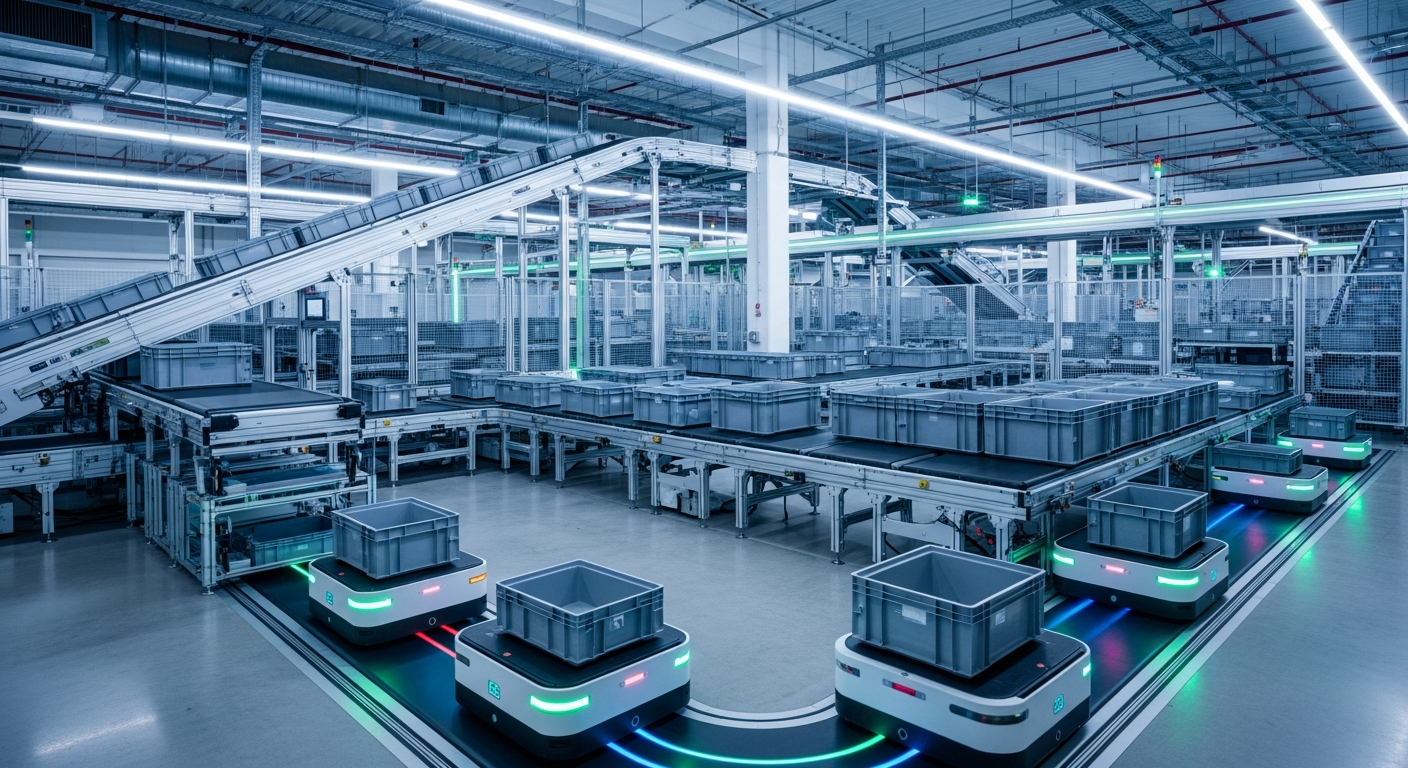 Autonomous mobile robots and goods-to-person automation inside a modern European distribution centre